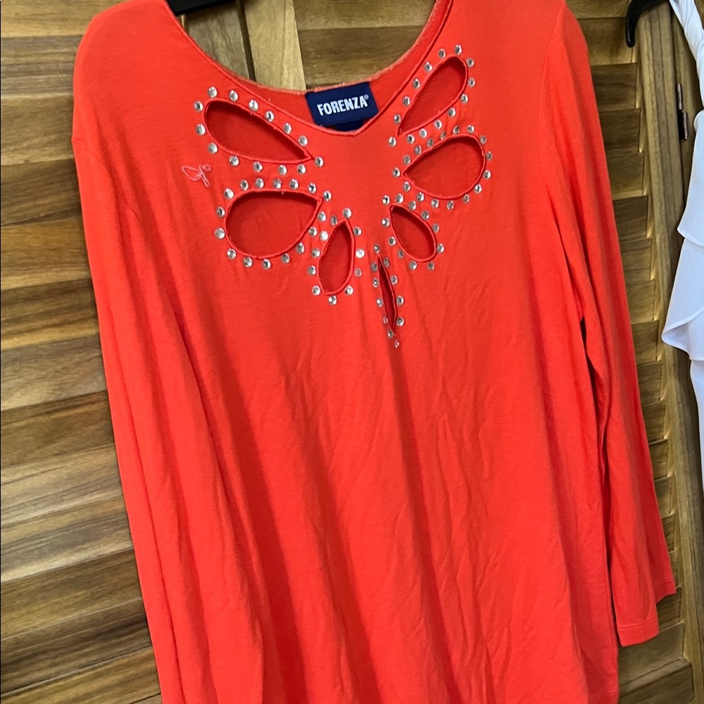 Forenza Women's Orange Cut-Out Blouse